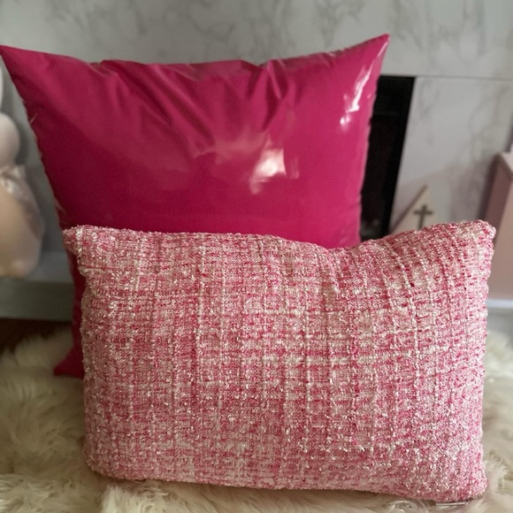 Dark Pink Faux Leather 18 X 18 Throw Pillows - Picture 9 of 10